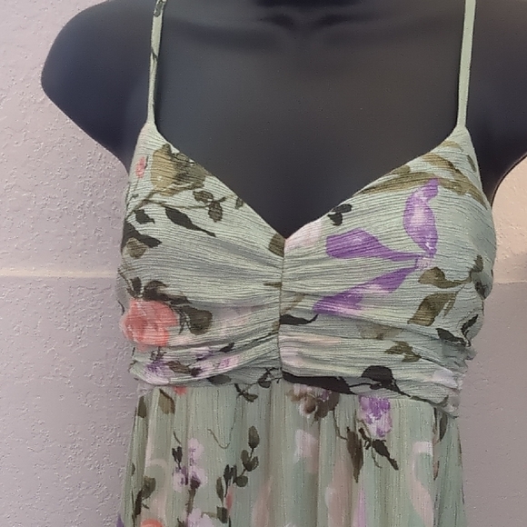 🍋✨ Abercrombie And Fitch Ruched Crinkle Floral Maxi Dress Size Small - Picture 3 of 7